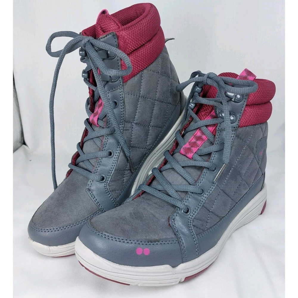 Ryka Aurora Quilted High-Top Ankle Sneakers Boots Womens Size 8.5M Grey & Wine